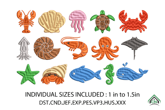 Download Mini Sea Animal Embroidery Design Bundle - Mini Collection