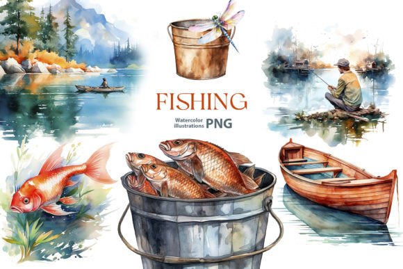Download Fishing - Watercolor Clipart Set. - Art Collection