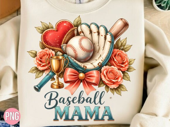 Download Baseball Mama Floral Glove Heart PNG - Art Collection