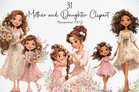 Download Mother and Daughter Clipart Bundle - Art Collection