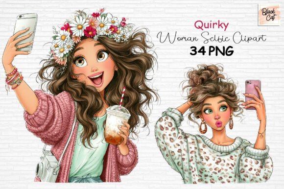 Download Quirky Woman Selfie Clipart PNG - Art Collection