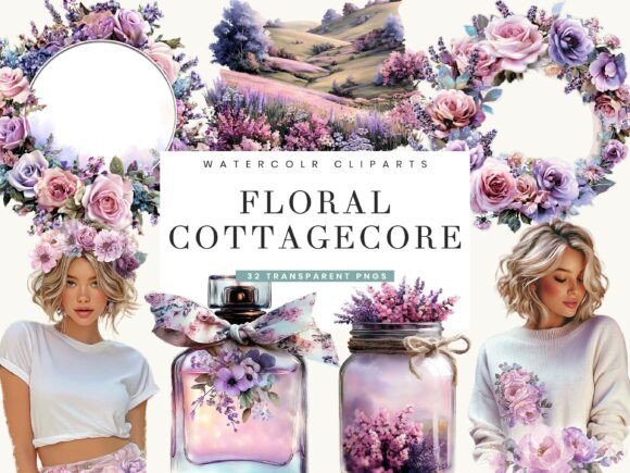 Download Watercolor Floral Cottage Core Clipart - Art Collection