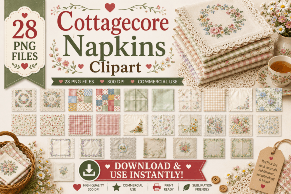 Download Watercolor Cottagecore Napkins Clipart - Art Collection