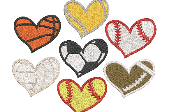 Download Sports Ball Heart Embroidery - Art Collection