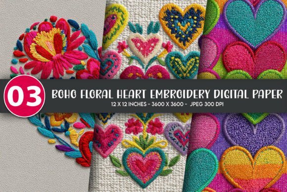 Download Boho Floral Heart Embroidery Digital - Art Collection