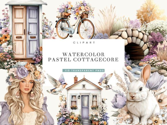 Download Watercolor Pastel Cottage Core Clipart - Art Collection