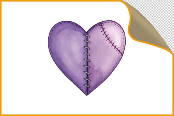 Download Lavender Stitched Heart PNG - Art Collection