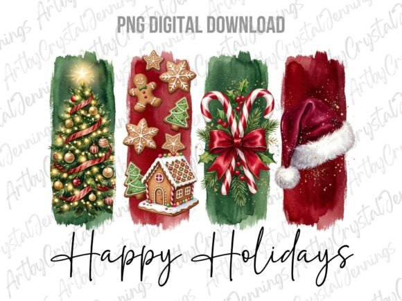 Download Happy Holidays Christmas Brushstroke PNG - Premium Bundle