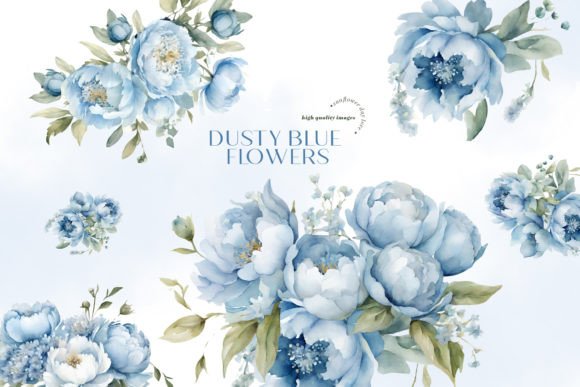 Download Elegant Dusty Blue Flowers Clipart - Art Collection