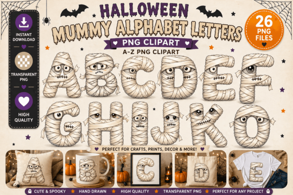 Download Halloween Mummy Alphabet Letters Clipart - Art Collection