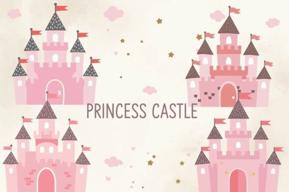 Download Pink Princess Castle Clipart Set - Art Collection