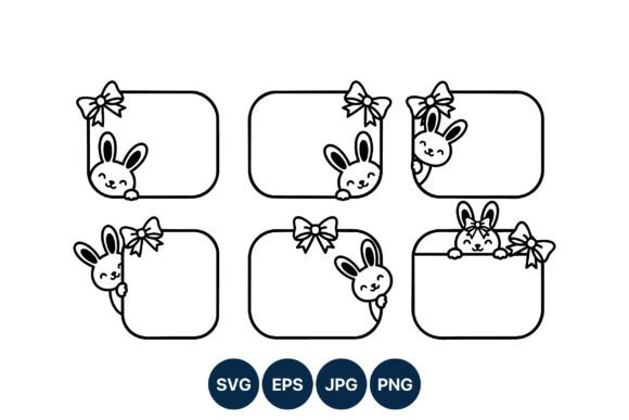 Download Cute Bunny Bow Frame Vector Art - Art Collection