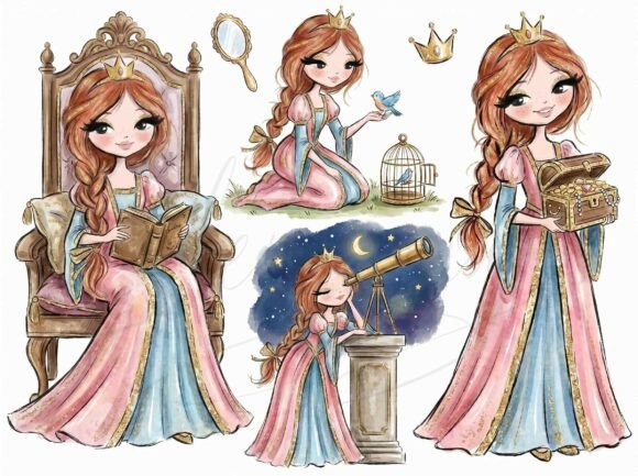 Download Princess Watercolor Clipart Bundle - Art Collection