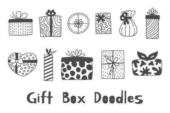Download Gift Box Doodles Line Present Clipart - Art Collection