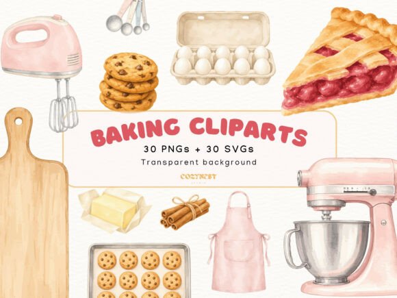 Download Baking Watercolor Cliparts, Kitchen Tool - Art Collection