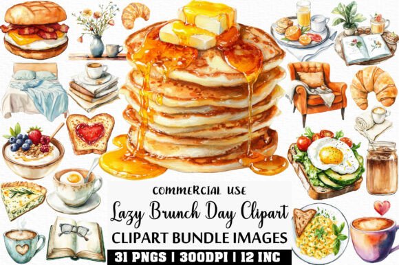 Download Watercolor Lazy Brunch Day Clipart - Art Collection