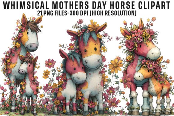 Download Whimsical Mothers Day Horse Clipart PNG - Art Collection