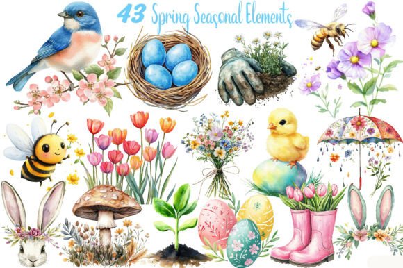Download Spring Seasonal Elements Clipart - Art Collection