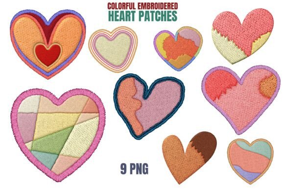 Download 9 Colorful Heart Embroidery Designs - Art Collection