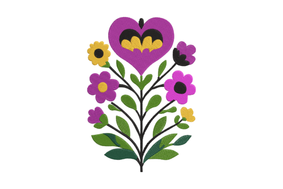 Download Colorful Floral Heart Embroidery - Art Collection