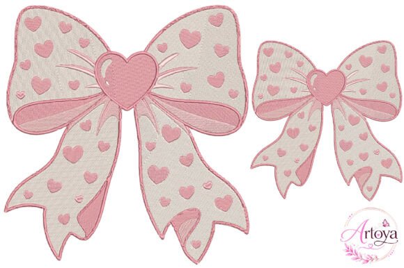 Download Cute Heart Bow Embroidery Design - Art Collection