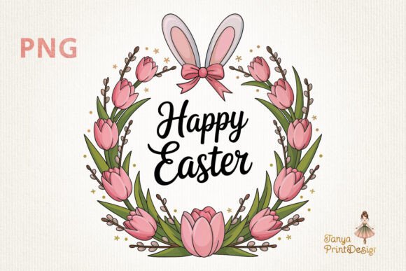 Download Easter Wreath Bunny Ears Clipart PNG - Art Collection
